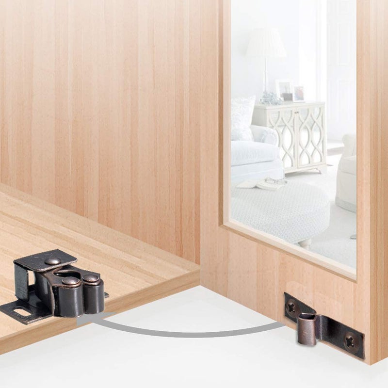 BTMB Cold Rolled Steel Cupboard Closet Cabinet Door Double Ball Roller Catch Latch 20pcs (Bronze Tone) - Image 4
